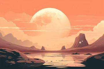 Fototapeten Fictional planet sky landscape outdoors. © Rawpixel.com