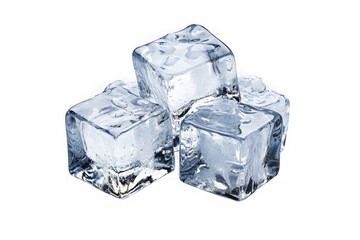 Pile of clear ice cubes frozen water blocks chilled refreshment cold drink ingredient isolated on transparent background