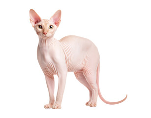 Obraz premium elegant, pink hairless Sphynx cat isolated on a transparent background