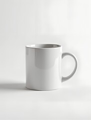Fototapeta premium A pristine white mug sits isolated on white background