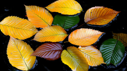 Fototapeta premium Autumn Leaves On Water