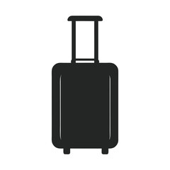 Black and white travel suitcases with red accents, isolated vector illustration silhouette vector icon white background