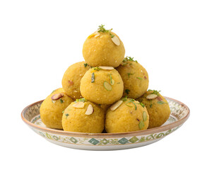 plate of indian laddus centered view