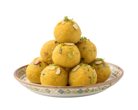 plate of indian laddus centered view