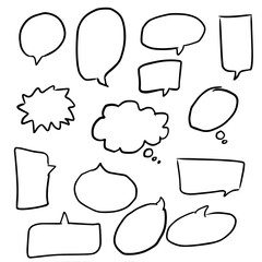 Set of Speech Bubble Hand drawn doodle Sketch line vector scribble