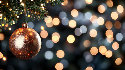 Fototapeta premium Christmas Ornament Against Bokeh Lights