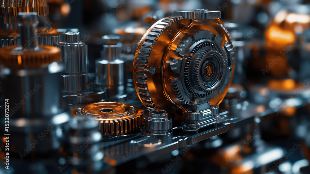 Poster exploring the complexity and precision of an intricate gear system