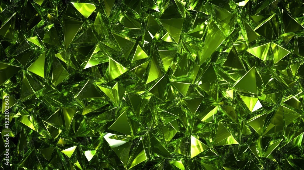 Poster abstract green glass shards background with geometric shapes and reflective surfaces for modern desi