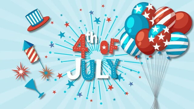 Festive 4th of July Animation with Patriotic Elements