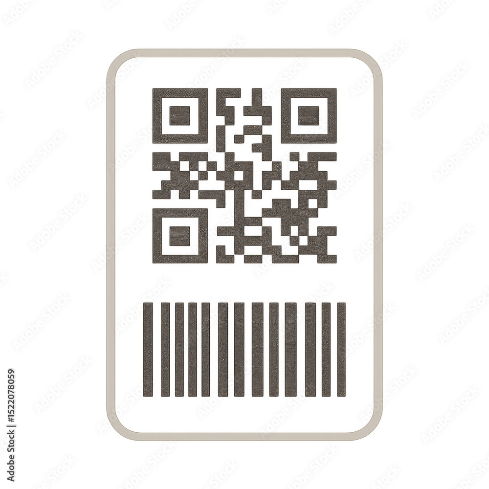 Poster minimalist design featuring qr code and barcode, showcasing modern technology and digital connectivi