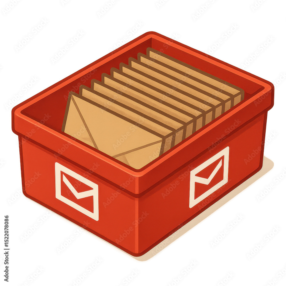 Poster organized envelopes in red tray create neat and efficient workspace, perfect for managing correspond