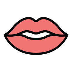 Lips icon flat line style illustration representing beauty, expression, and cosmetics, suitable for makeup, fashion, and personal care-related projects