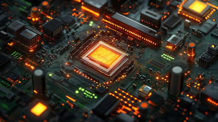Obraz premium Intricate connections on electronic circuit board showcasing complexity in modern electronics manufacturing