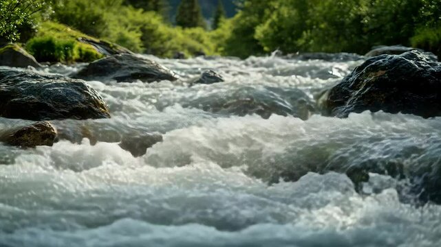Roaring River Rapids with Sparkling Droplets/轟く川の急流と輝く水滴3
