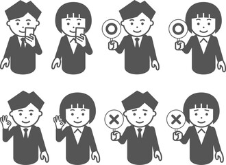 グレーのスーツの男女のアイコン。その3