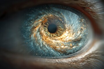 Cosmic Eye with Spiral Galaxy Design and Colorful Swirls