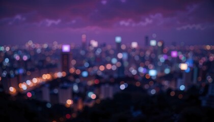 Night city lights blur in a vibrant cityscape.