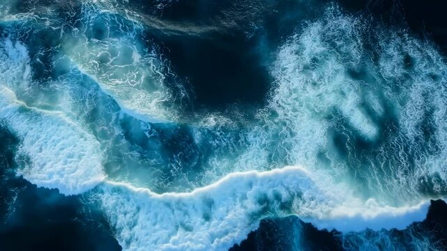 Blue waves of water of the river and the sea meet each other during high tide and low tide.