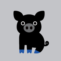 Cute vector pig with big eyes, simple design, perfect for kids' projects and illustrations.