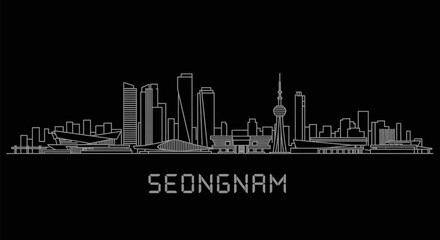 Fototapeta premium Seongnam South Korea Cityscape Line Art