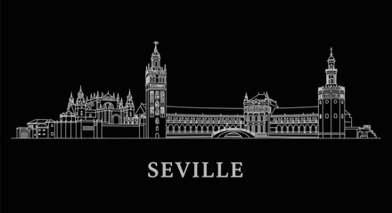 Obraz premium Seville Skyline Outline.