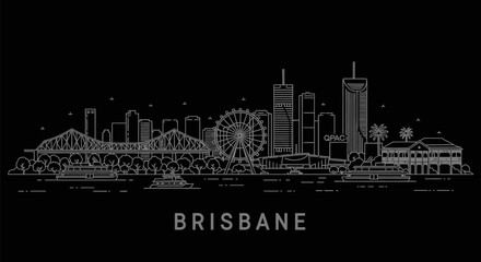 Brisbane Skyline Outline Australia.