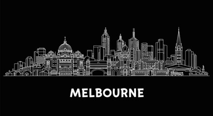 Melbourne skyline vector with Australia cityscape.