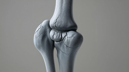 Close-Up of Cracked Bone Illustrating Joint Damage and Osteoporosis