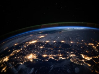 Obraz premium Earth at night city lights from space
