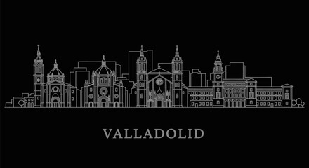 Fototapeta premium Valladolid with Spain skyline silhouette vector.