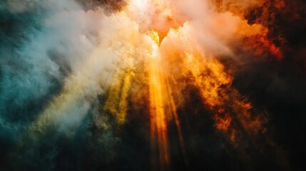 Aerial view of the Victoria Falls, with mist rising and rainbows forming in the sunlight