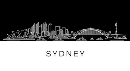 Fototapeta premium Sydney skyline Minimalist cityscape vector.