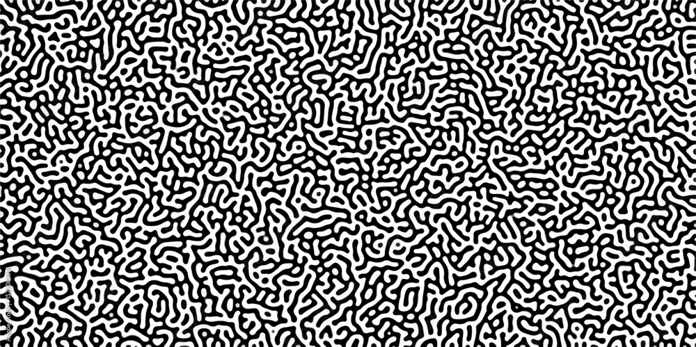 Fototapete 260Turing reaction diffusion monochrome seamless pattern with chaotic motion .Linear design with biological shapes. Organic lines in memphis. abstract turing organic wallpaper background .	