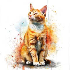 Beautiful Orange Cat Sitting Gracefully Amidst Bright Colors
