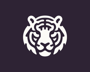 Fototapeta premium Line art tiger head icon for branding