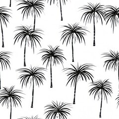 Fototapeta premium Palm tree backgrounds pattern drawing.