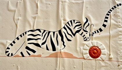 Zebra Art on Textured Fabric