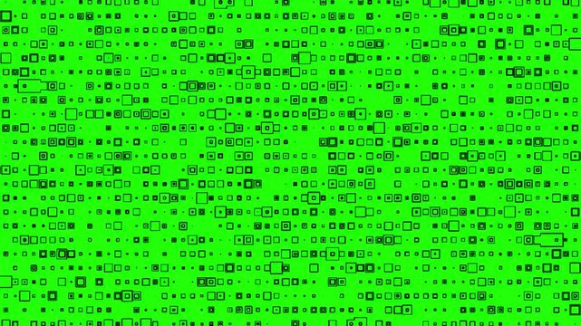 Hi tech motion graphic background, flickering dots on green screen