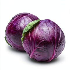 Fresh Purple Cabbage with Vibrant Green Leaves and Glossy Texture