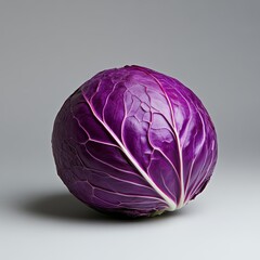 Fresh Purple Cabbage with Vibrant Leaves and Glossy Texture