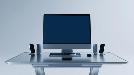 laptop computer and speaker phon for business