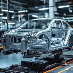 Fototapeta premium Eco-Friendly Vehicle Parts Manufacturing - Manufacturing vehicle parts from eco-friendly materials to reduce waste and promote sustainable automotive production.