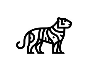 Minimal Tiger Full Body Logo In Black
