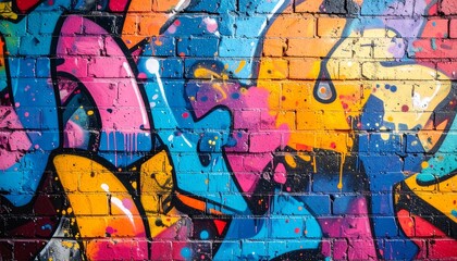 Fototapeta premium Vibrant Urban Graffiti Art on Brick Wall