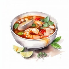 Delicious Shrimp Soup with Fresh Herbs and Lime Slices