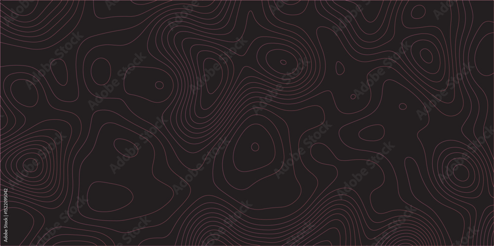 Poster Abstract black colorful gradient Topographic line map pattern background. Contour elevation topographic and textured Background Modern design with black background with topographic wavy Patte and dot	