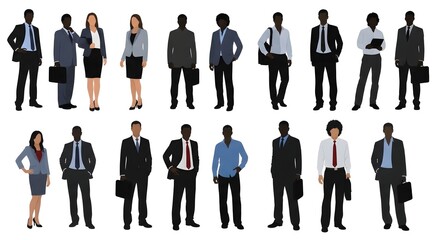 Diverse business people silhouettes vector illustration for professional team concept design asset