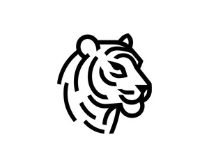 Simple tiger logo icon in black white style