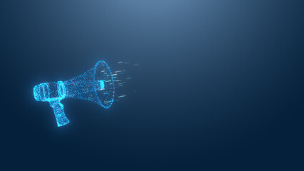 A futuristic digital megaphone representing communication and broadcasting in a tech-inspired design.