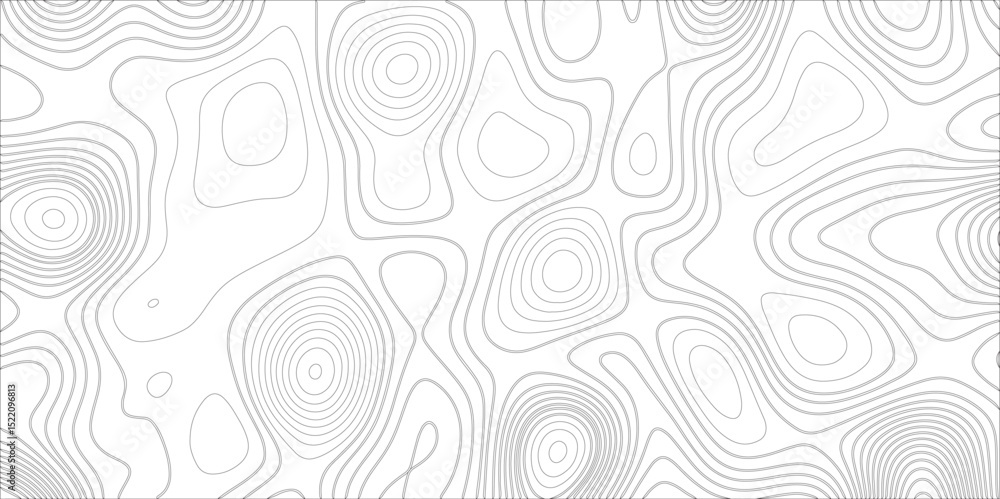Aufkleber Ocean topographic line map with curvy wave isolines vector illustration. Abstract topographic contours map background, Vector contour topographic map. Cartography texture abstract banner use.	